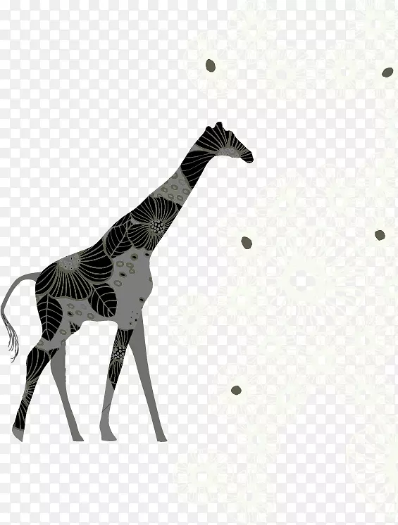 长颈鹿卡通插图-长颈鹿卡通阴影背景材料