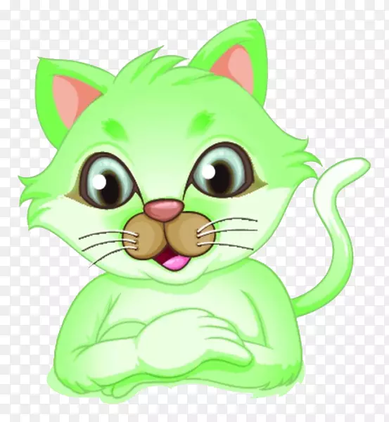 猫插图-绿色猫鼻子