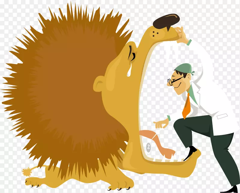 狮子咆哮卡通-卡通狮子和牙医