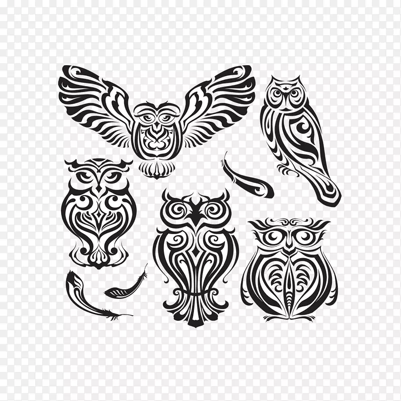 猫头鹰图形设计插图-OWL