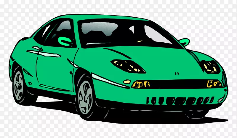 跑车车门紧凑型车绿色时尚卡通画绿色跑车