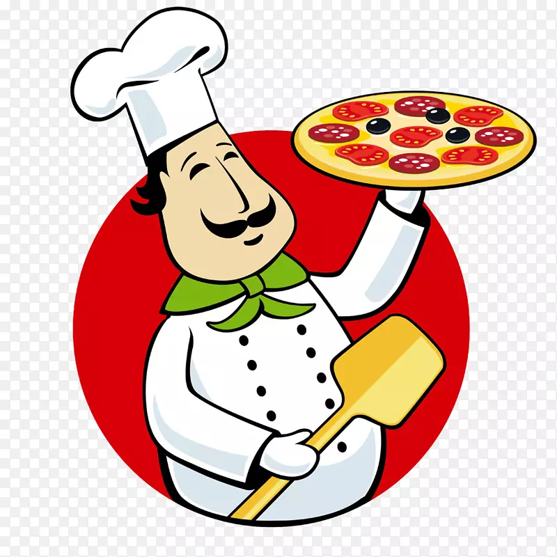 意大利菜厨师剪贴画-吃比萨饼厨师