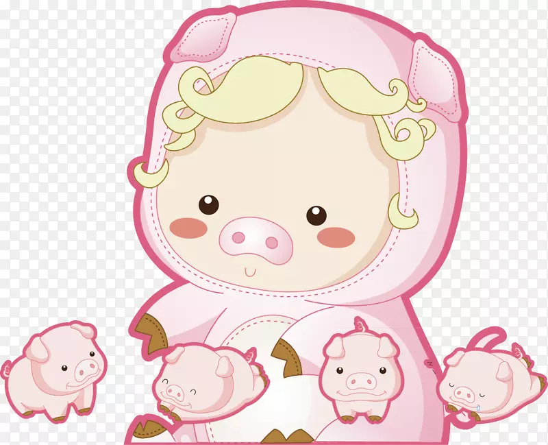 猪剪贴画-母猪和猪宝宝