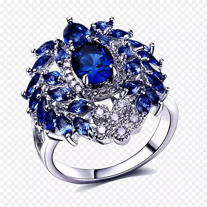 订婚戒指立方氧化锆珠宝结婚戒指蓝宝石耳环