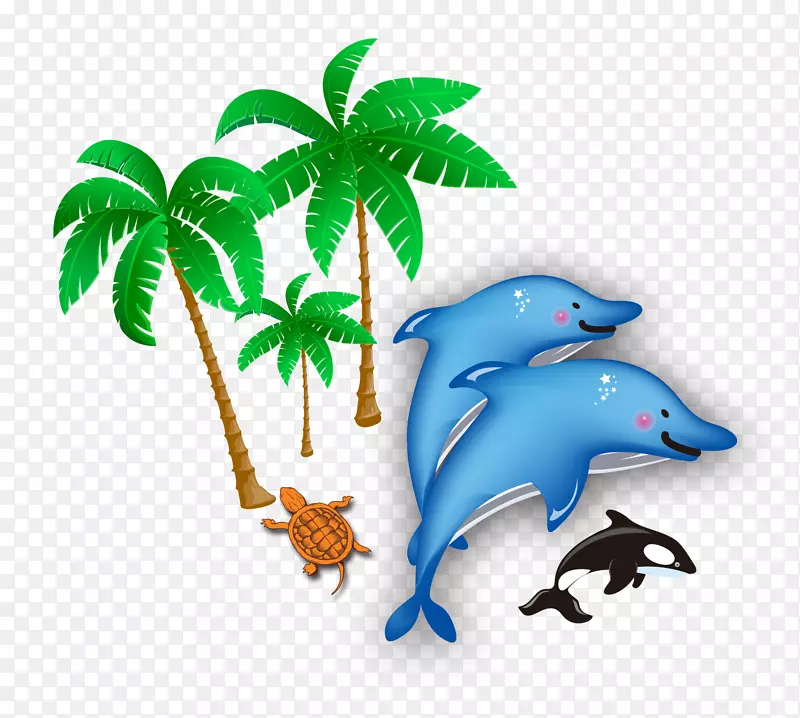 海豚沙滩剪贴画-海洋海豚