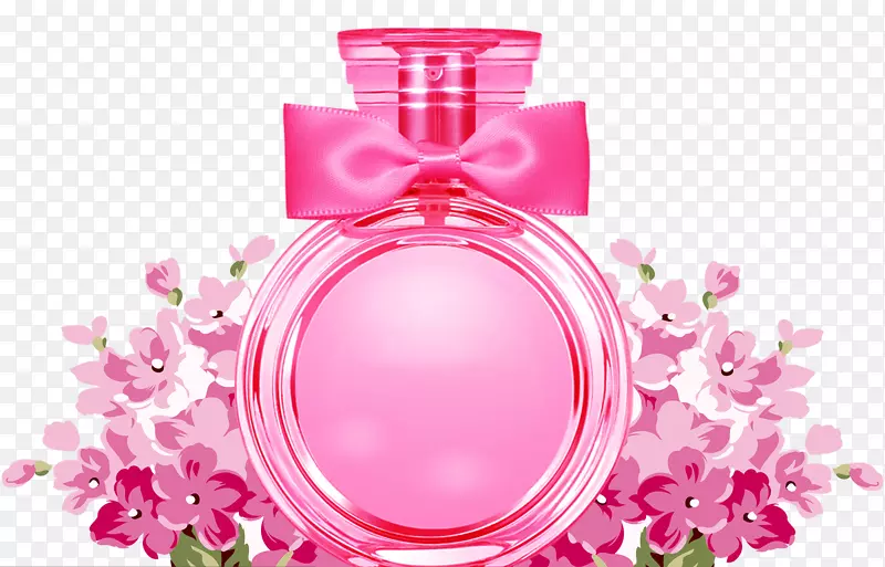 香水瓶-粉红色花朵香水瓶