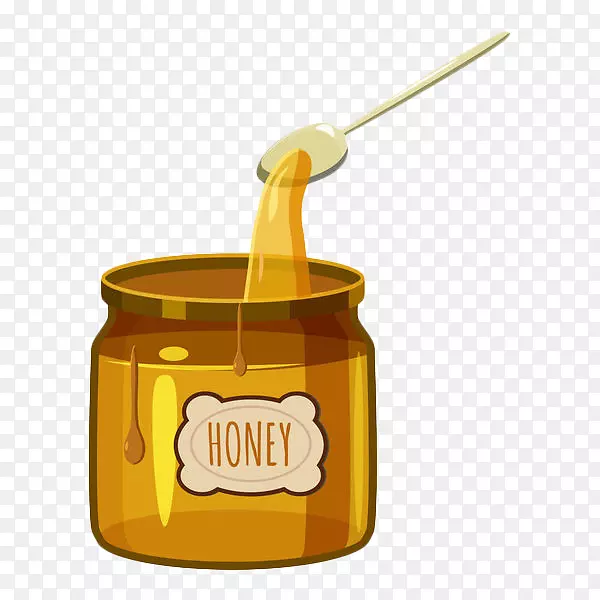 蜂蜜罐插图-黄色彩绘蜂蜜罐