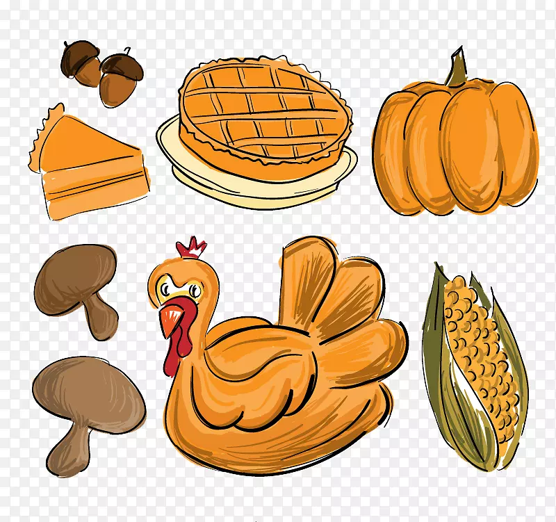 感恩节晚餐绘画食物-感恩节元素