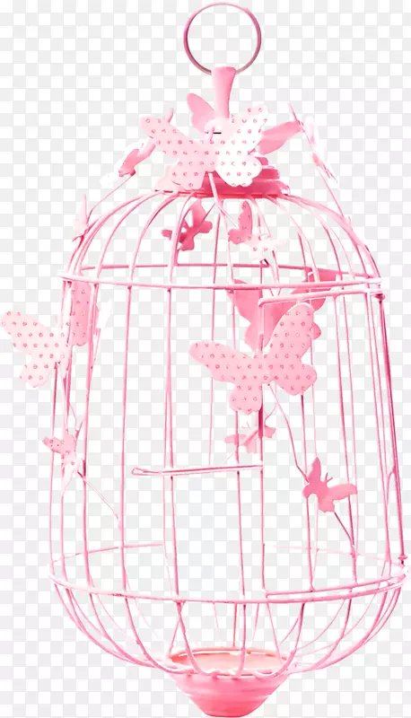 鸟笼蝴蝶-粉红色蝴蝶鸟笼装饰图案
