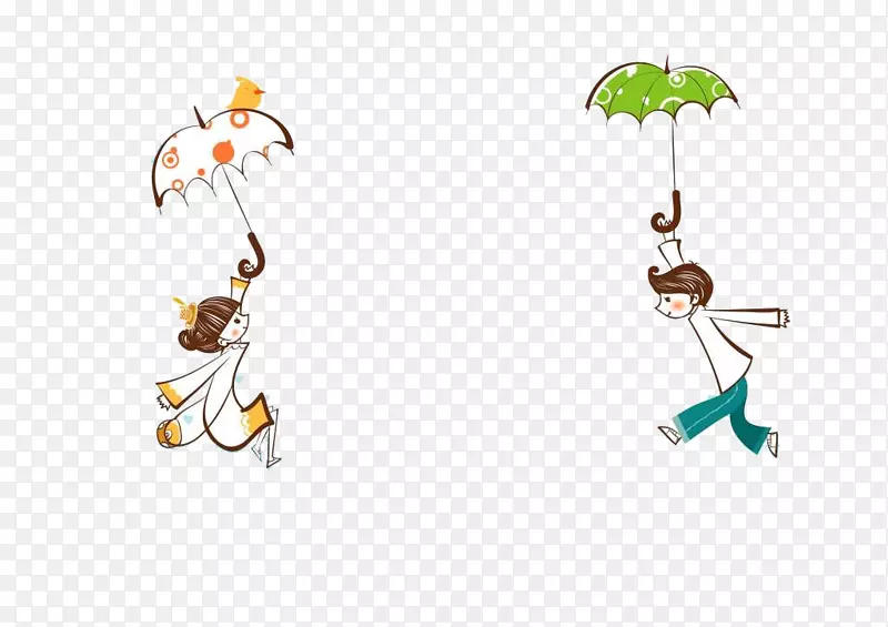 卡通雨伞插画-雨