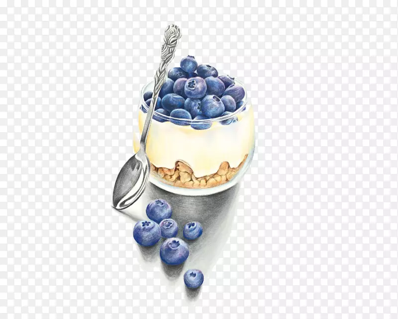 蓝莓水彩画-蓝莓粉
