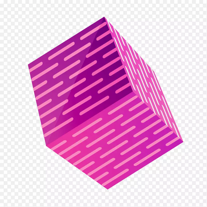 立方体立体几何学-紫色条形立体立方体