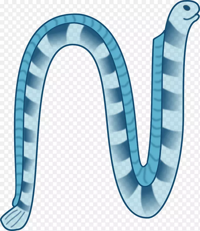 珊瑚礁蛇卡通剪辑艺术-蓝色海蛇