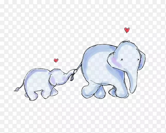 大象妈妈婴儿剪贴画-卡通小象