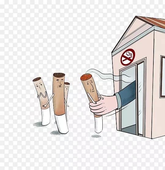 禁止吸烟-屋外燃烧的烟头。