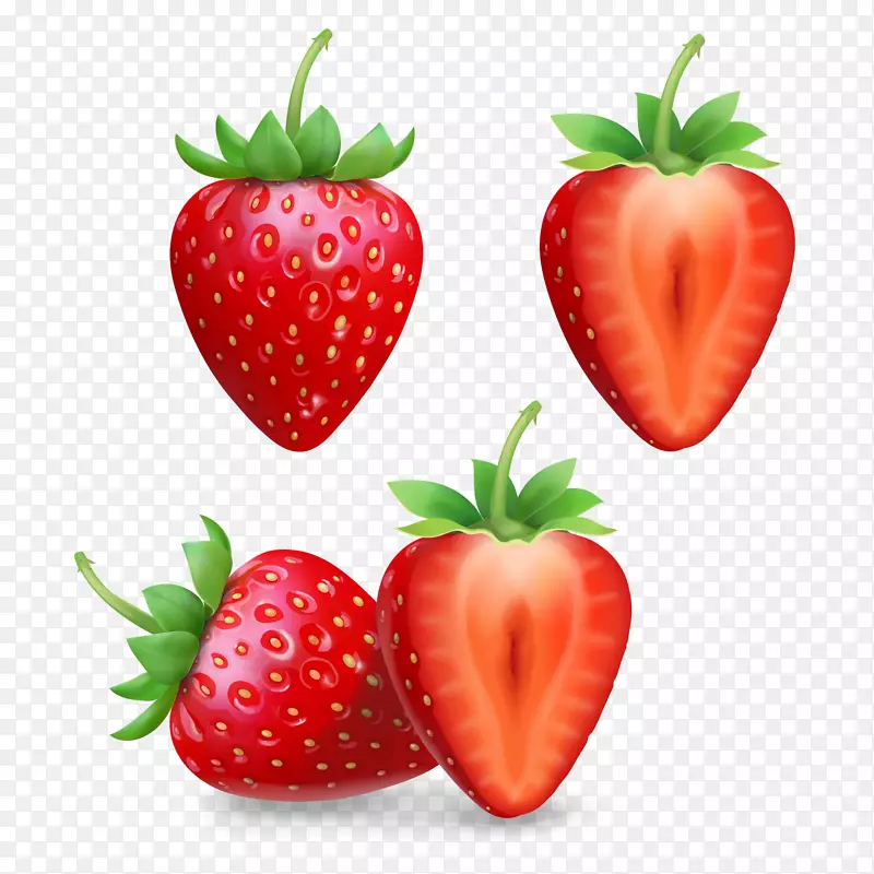 冰沙草莓插图-新鲜红色草莓载体材料