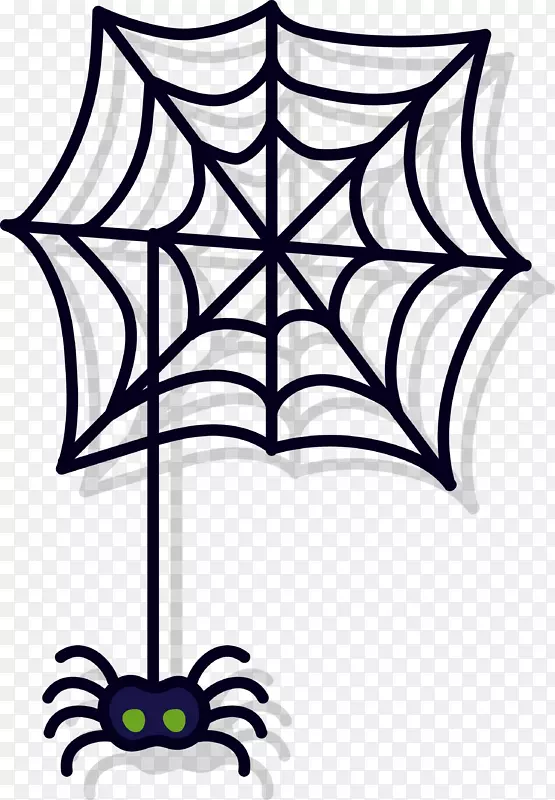 蜘蛛网着色书绘图剪贴画.简单的暗蜘蛛网
