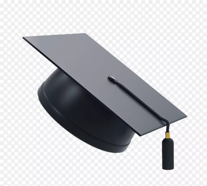 方形学术帽毕业典礼摄影插图-黑色单身帽