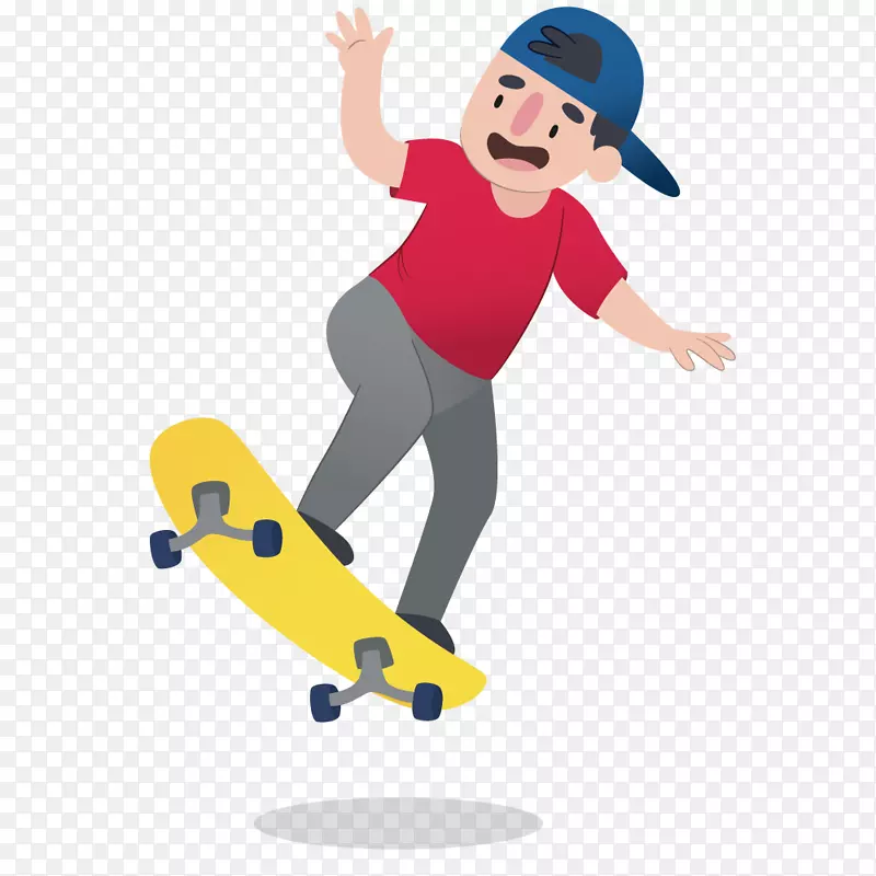 滑板插图-滑板中快乐的男孩