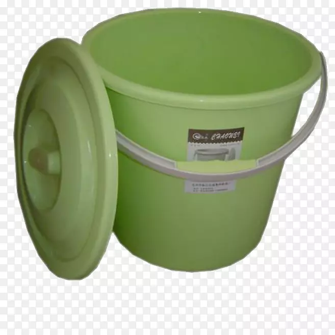 塑料桶包装和标签.绿色塑料桶