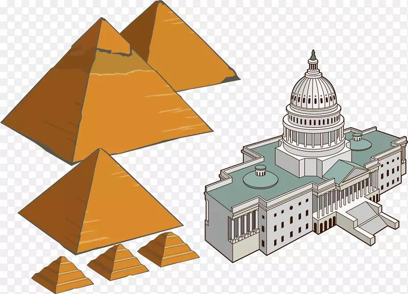 埃及金字塔卡通建筑-欧洲旅游古建筑金字塔