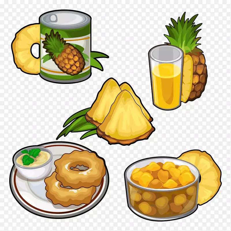 果汁菠萝插图-卡通菠萝食品