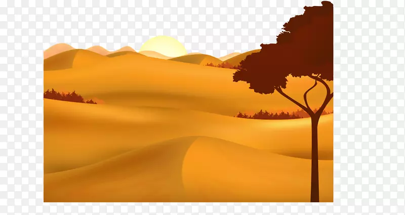 沙漠自然景观-绘制沙漠日落