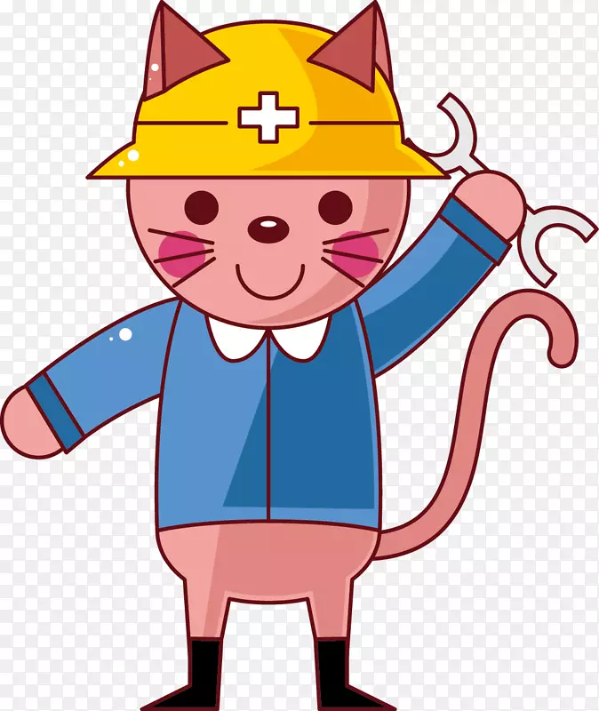 小猫卡通插图-卡通小猫修理工