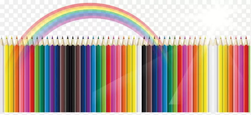 彩色铅笔画卡通半透明彩虹色铅笔