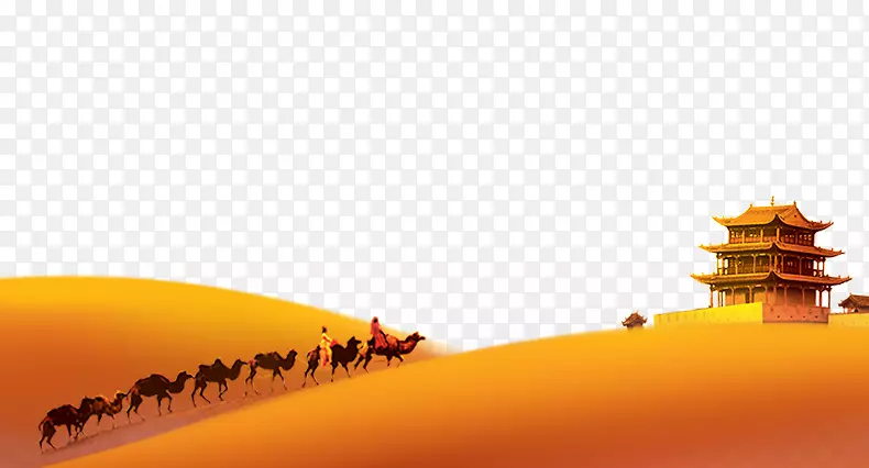 骆驼一带一路倡议沙漠-古代建筑沙漠骆驼