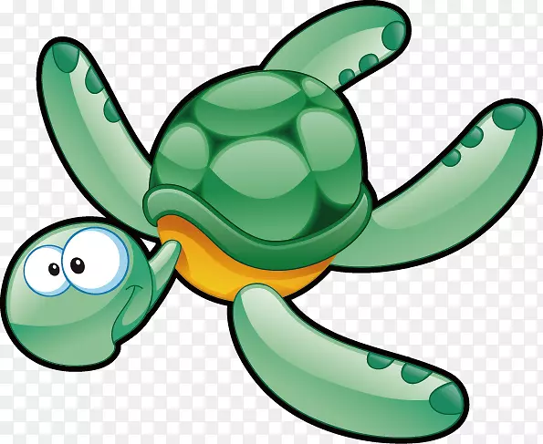 绿海龟画-可爱的卡通龟