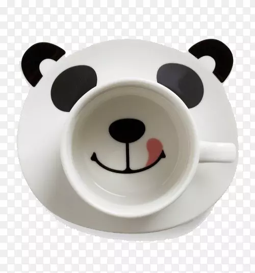 茶咖啡浓咖啡杯-白色熊猫盘