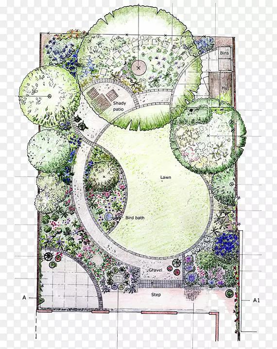 花园设计页面布局花卉花园-城市花园彩绘
