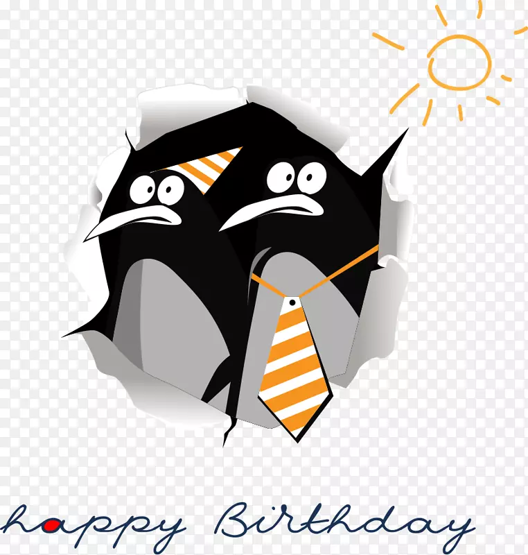 企鹅祝你生日快乐贺卡愿望-创意动物生日贺卡