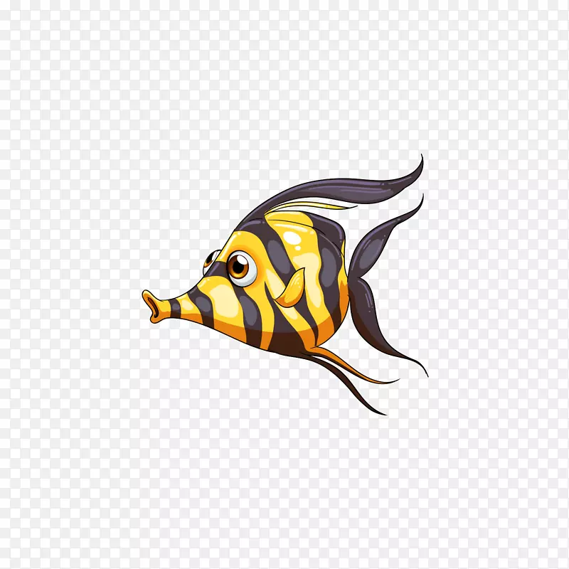 深海生物免版税插图-黄色短吻鱼