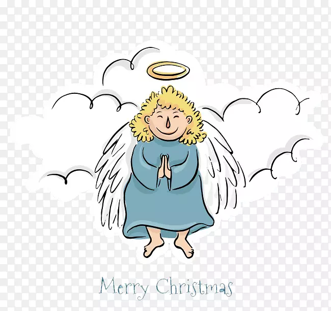 天使插图-美丽的圣诞天使天空