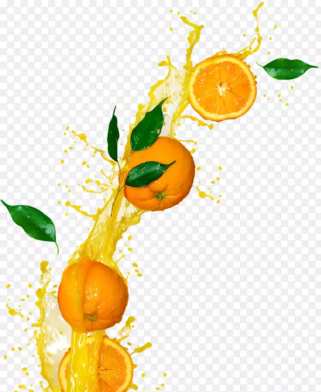 橙汁橘子饮料克莱门汀-创造性溅花橙子