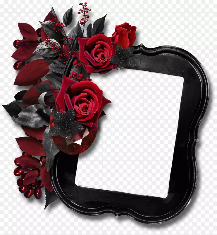 黑色玫瑰画框剪贴画-花边设计创意花边背景材料