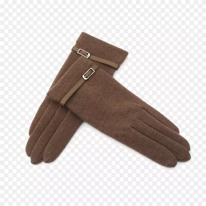 手套棕色羊绒羊毛。棕色手套