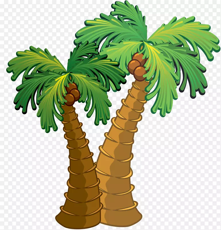 棕榈岛桑拿岛海滩椰子-两棵椰子树