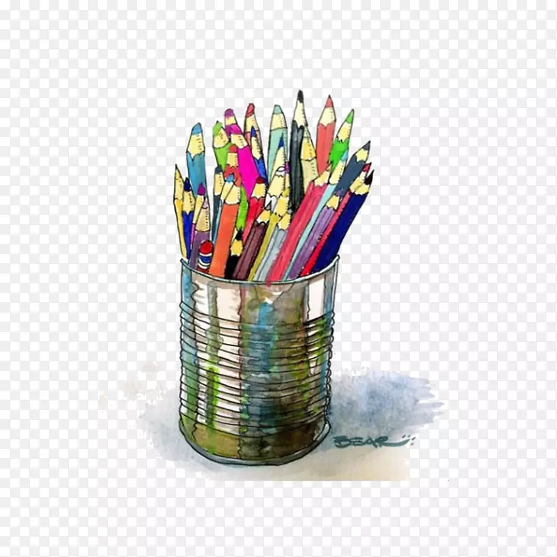 橡皮图章封条-彩色铅笔
