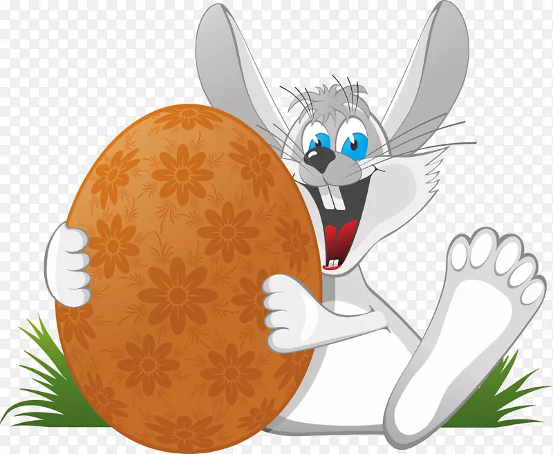 复活节兔子彩蛋夹艺术-白兔卡通