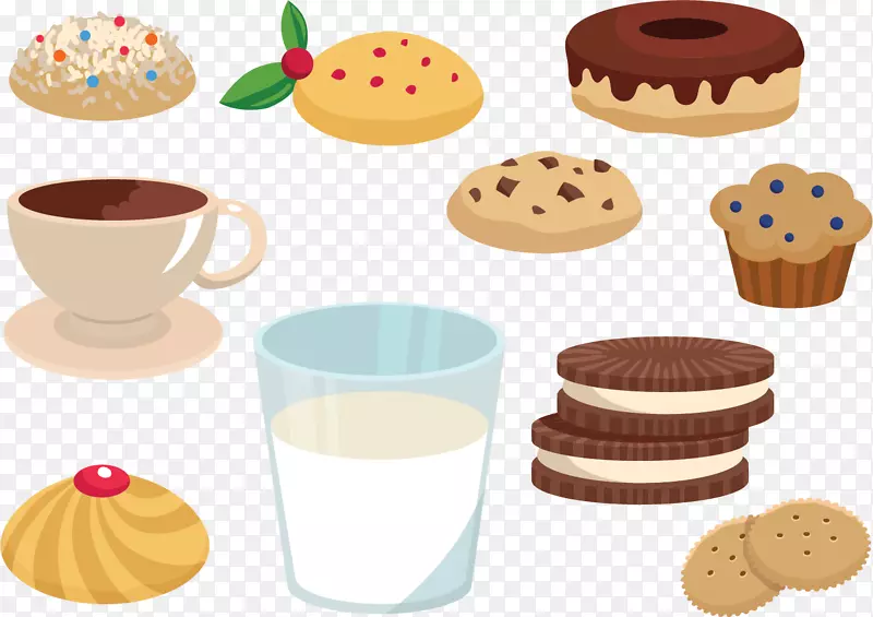 饼干巧克力牛奶饼干手绘饼干和牛奶