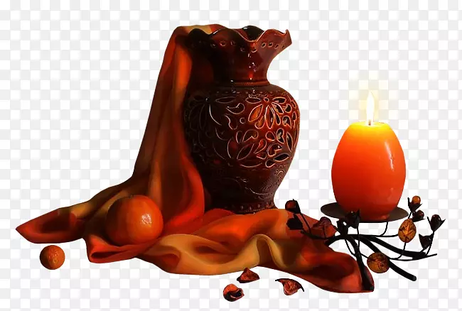 蜡烛花瓶夹艺术-古典花瓶漆成黄色