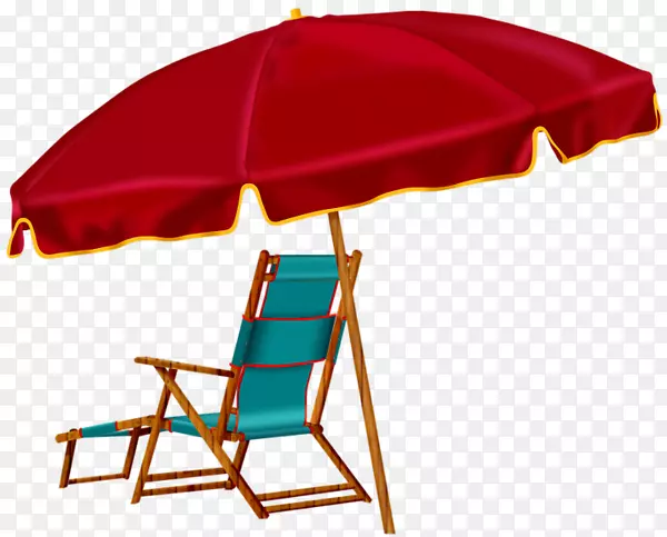 沙滩伞椅-红色雨伞和椅子