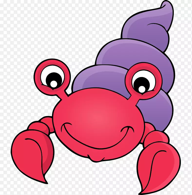 龙虾画卡通-卡通画紫色红蟹身体