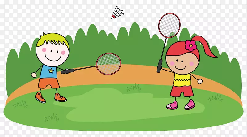 羽毛球儿童游戏剪辑艺术-卡通羽毛球