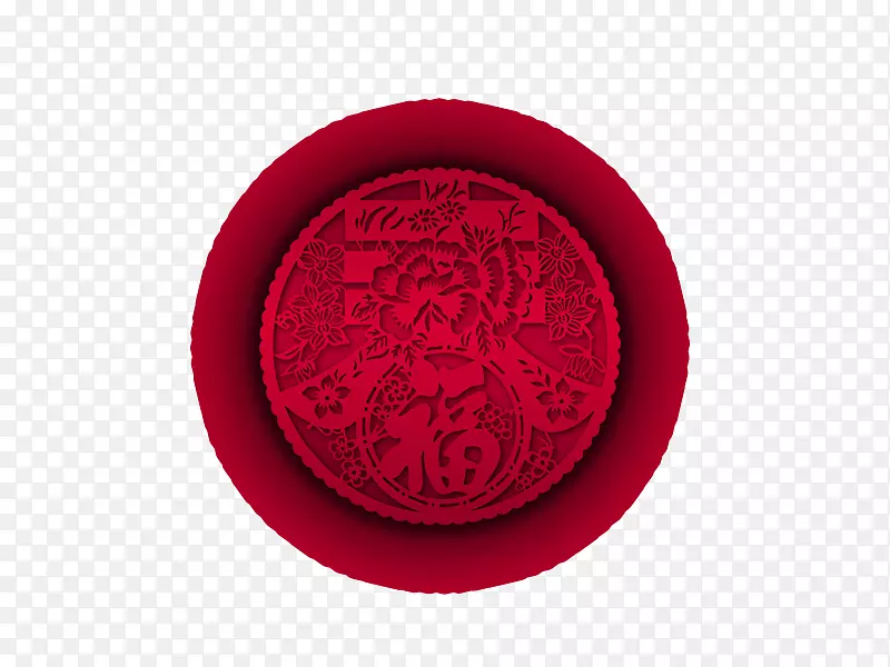 圆圈字体-农历新年红色剪纸