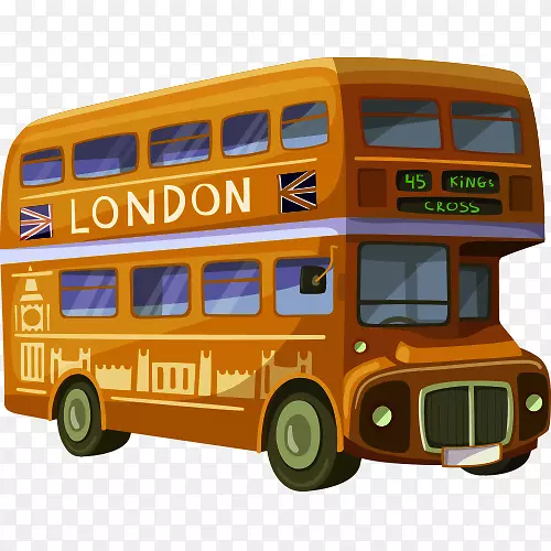 伦敦双层巴士贴纸-卡通车
