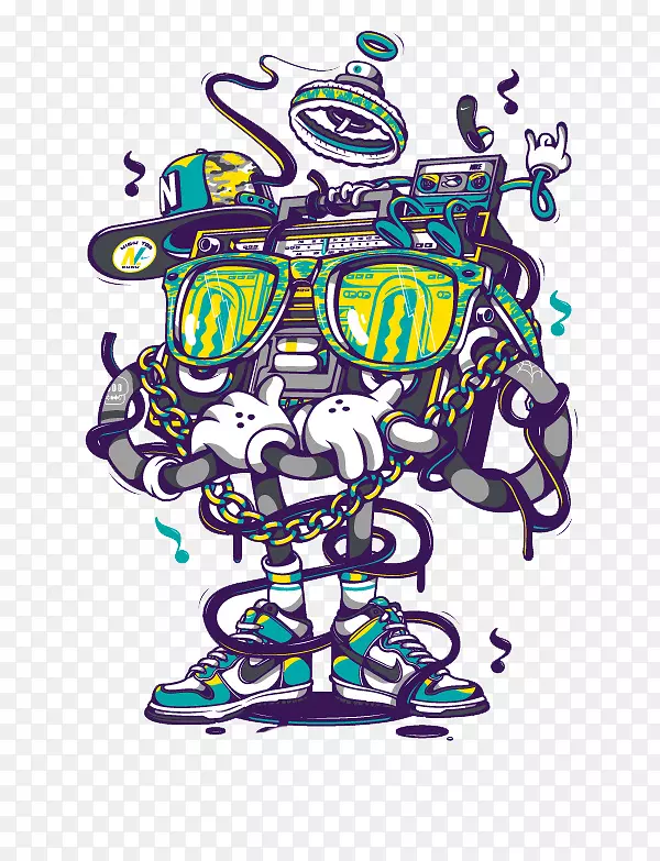 耐克空气最大嘻哈涂鸦鞋卡通机器人